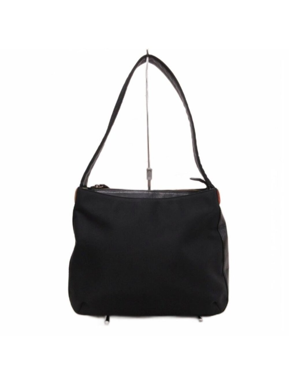Versace Gianni Bag Nylon Medusa Logo Leather Trim Black